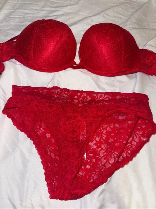 Victoria's Secret Other - NWT Victoria’s Secret Red Lace Bra Set 36C